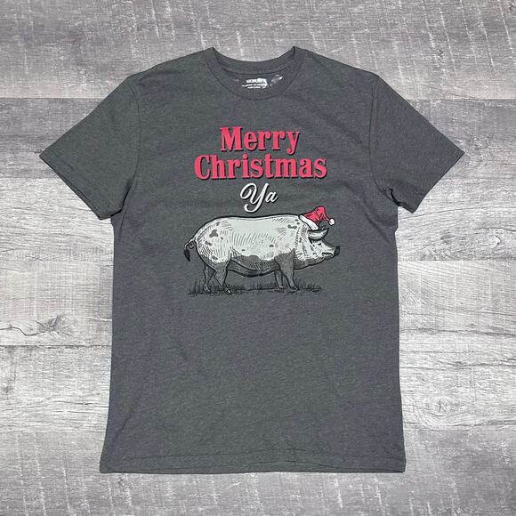 Rural King Holiday ‘Ya Filthy Hog’ T Shirt Unisex M Gray Funny Christmas Joke - Picture 1 of 5